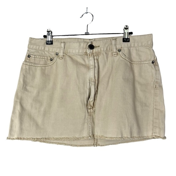 Free People Beat of the Music Khaki Micro Mini Denim Skirt 12 - Picture 2 of 4